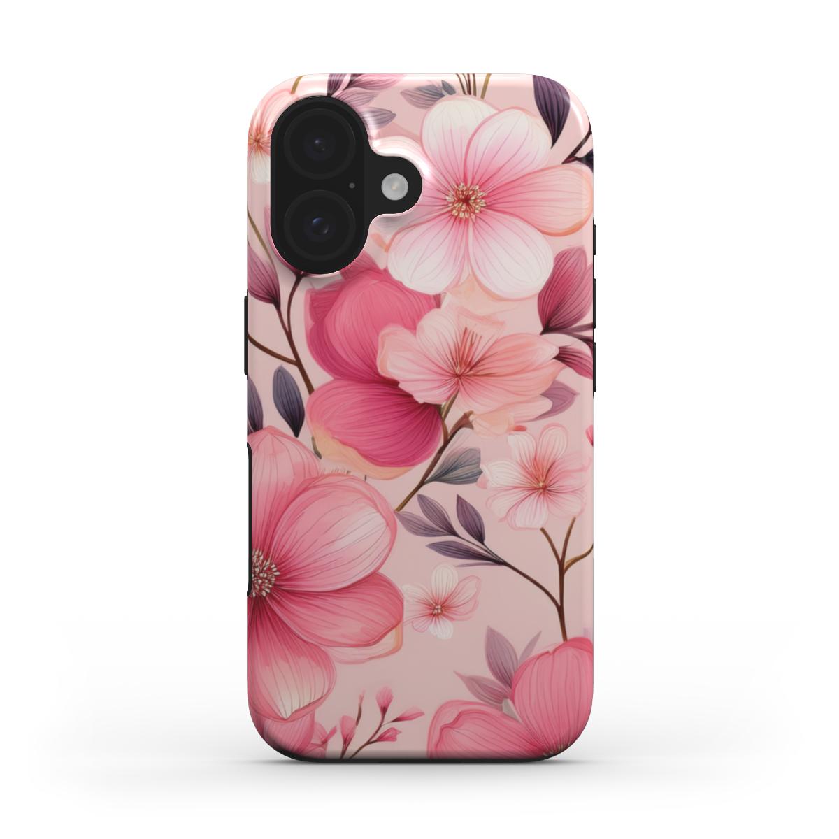 MagSafe Tough Handyhülle in rosa mit Blüten