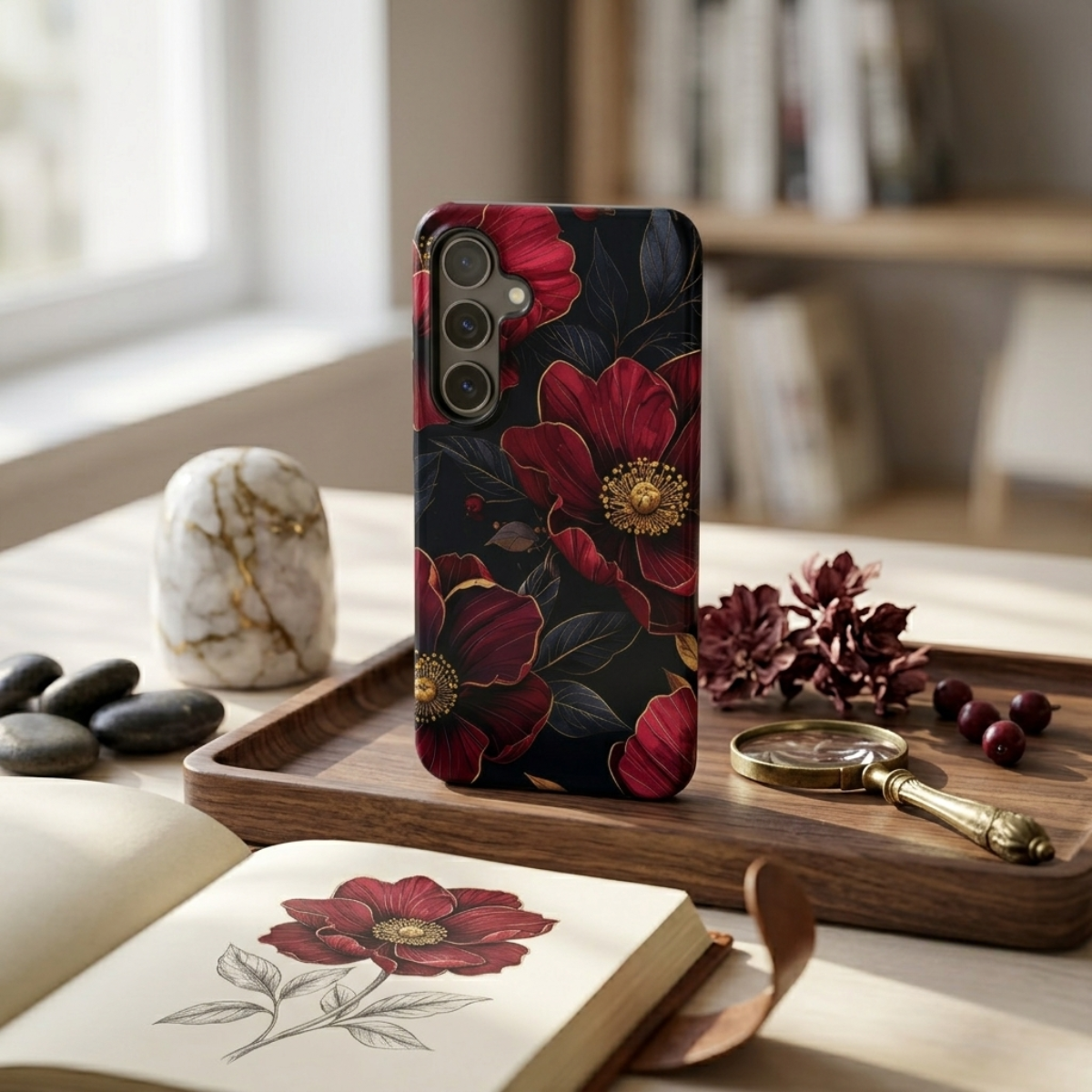 Magnetic Tough Handyhülle Royal Noire Floral