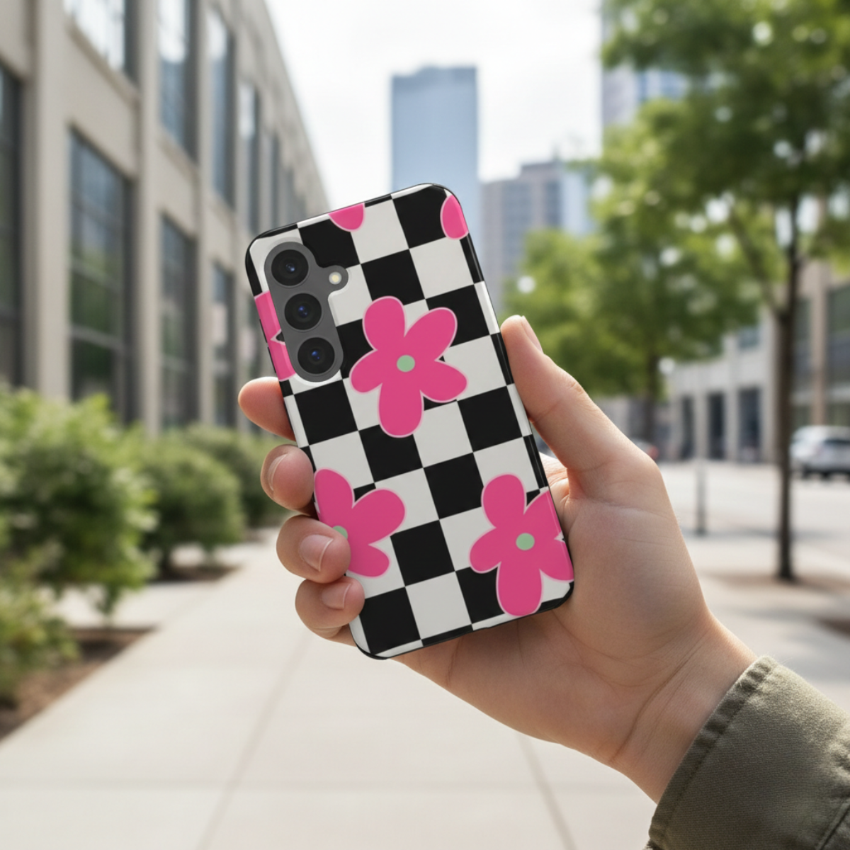 Magnetic Tough Handyhülle Checkered Petals