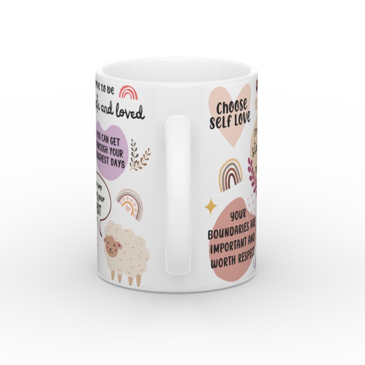 Weiß glänzende Tasse My Selflove Mug