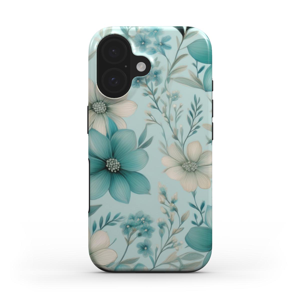 Tough Handyhülle MagSafe blaues Blumenmuster