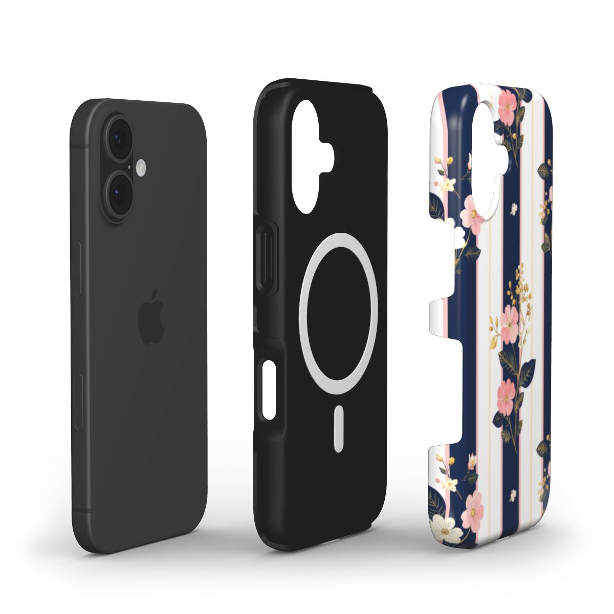 Tough Handyhülle Navy Bloom (MagSafe)