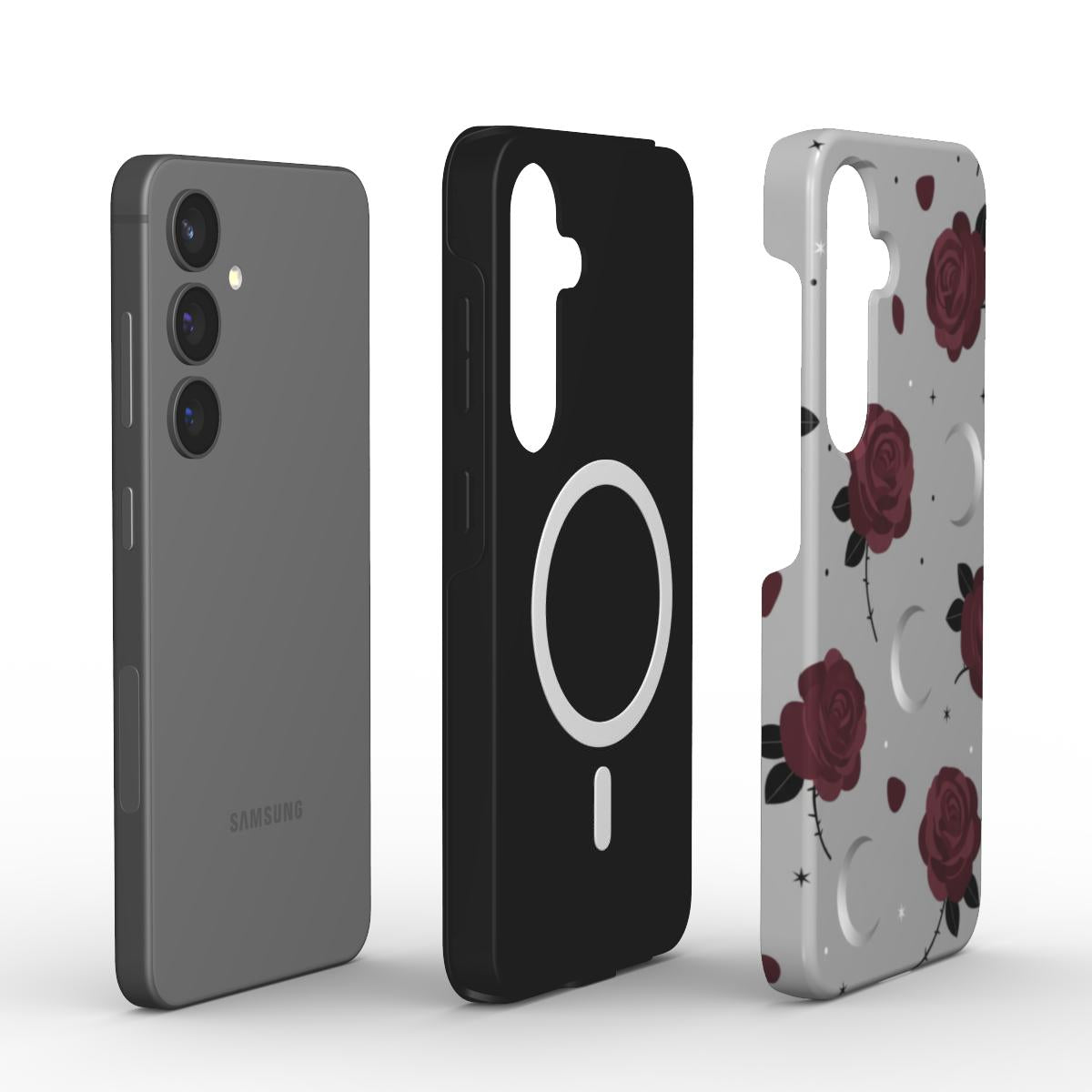 Magnetic Tough Handyhülle Roses & Moons